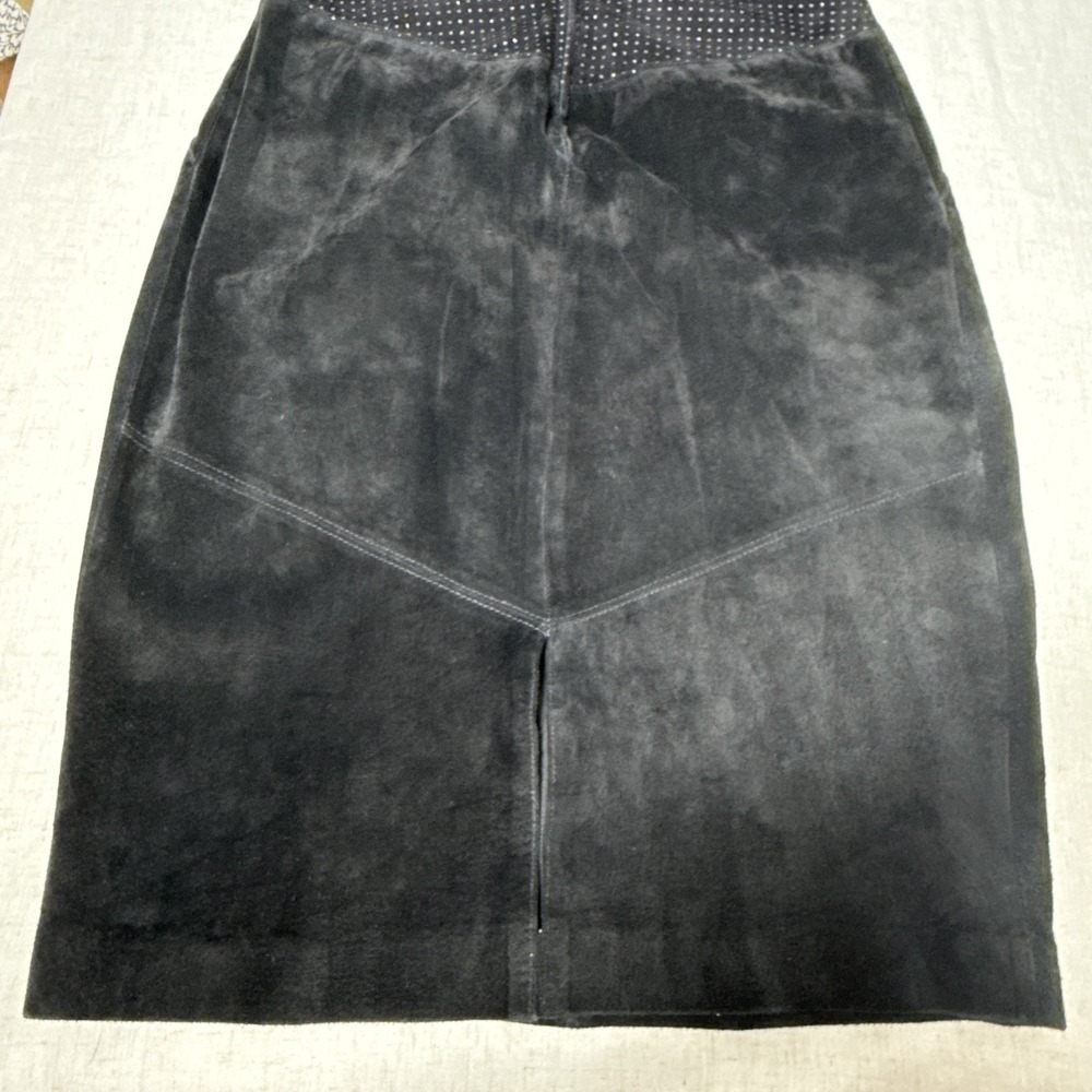 Vintage Lauren Alexandra Black Leather Midi Dress XS Corset Fit Pleated Pockets - Picture 15 of 16